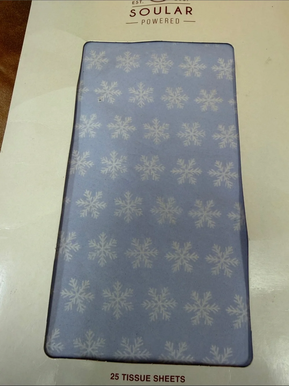 Soular Powered Blue Snowflake Tissue Sheets 25 tissue sheets blue and white 20in